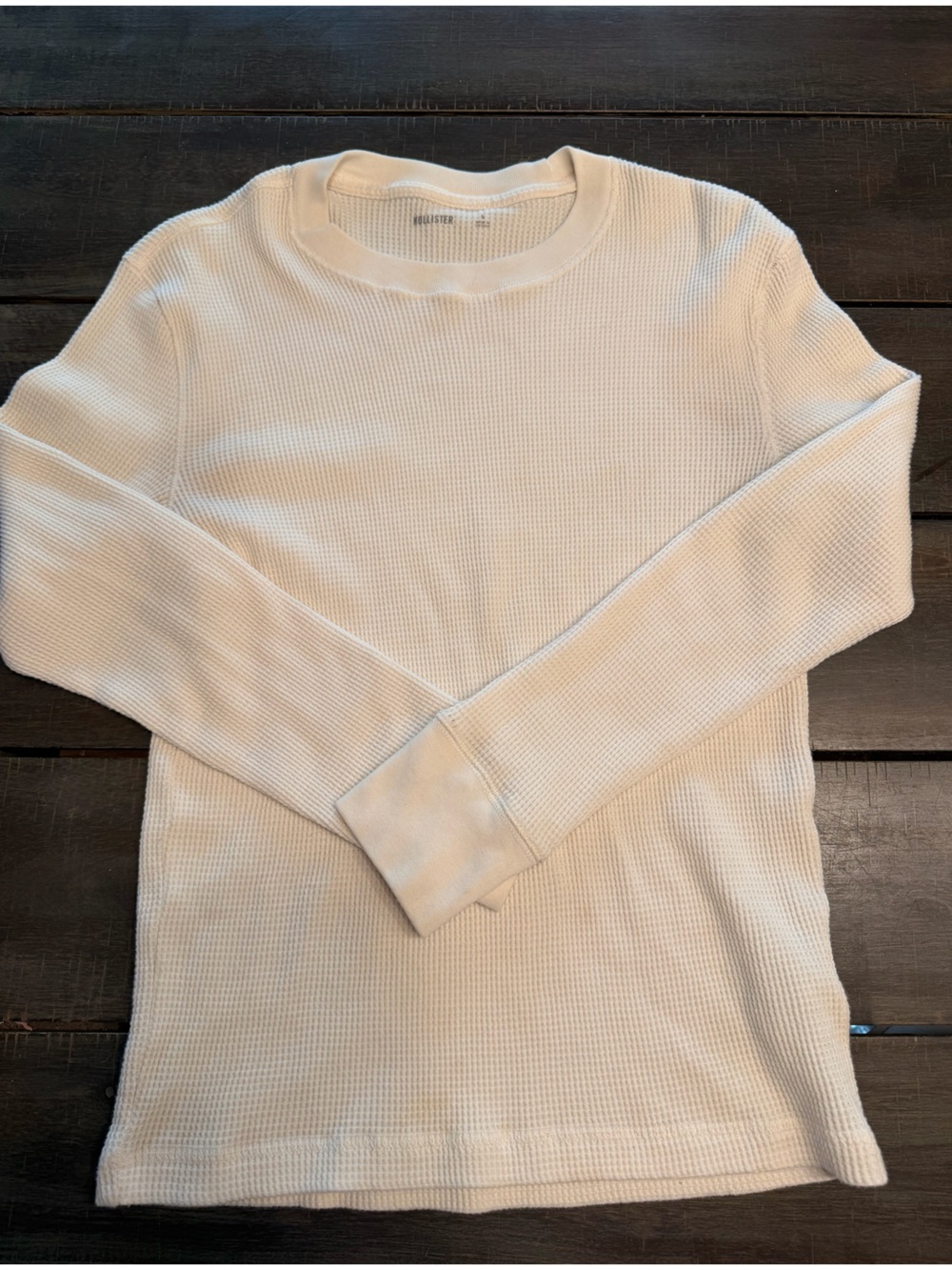 Men's Hollister sz S Cream Waffle-Knit Sweater - Comfortable Layering Pullover